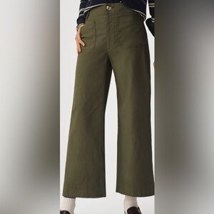 Maeve for Anthropologie Olive Green Wide-Leg Pants